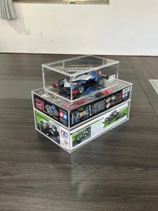 Highly Transparent Acrylic Display Box Laser Engraving for Tamiya Audi Double Drill Quad Drive Car Dustproof Modern Simple Style