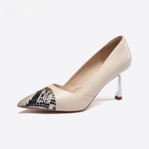 Saturday Comfortable Elegant Business Womens Shoes Spring New Style Slip-On High Heels Synthetic Leather Upgraded Version