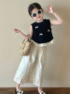 Bow Design Anti-mosquito Childrens Clothing Set Light Summer Wear