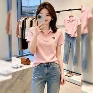 Áo Thun Polo Cổ Sơ Mi Tay Ngắn Màu Hồng Hợp Mùa Hè Ôm Dáng Kích Cỡ Lớn