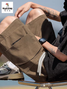 กางเกงขาสั้นทำงานสไตล์อเมริกัน ผ้าไหมน้ำแข็ง ทรงหลวม กางเกงขายาวลำลอง สำหรับผู้ชาย ฤดูร้อน กางเกงขายาวลำลอง