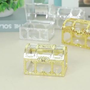 Hộp Quà Hình Rương Kho Báu Rỗng Ruột Mạ Vàng - Hộp Đựng Bằng Nhựa Bao Bì Kẹo Cho Tiệc Cưới Quà Lưu Niệm