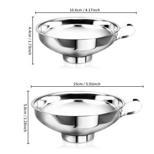 1.49" & 2.12" funnel Tube Mason Jar Funnel with Handle Stainless Steel Canning Funnel Regular and Wide Mouth Jars