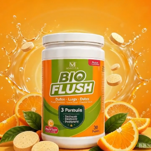 Premium Bio Flush Natural Detox Chewable Tablets | Triple Probiotic Complex Senna Leaf Mango Orange Fruit Extract Vitamin C Gentle Colon Cleanse Adult Nightly Digestive Supplement