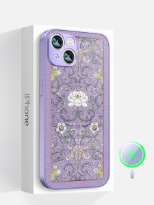 Ultra-Thin Silicone Phone Case for Apple iPhone 15 pro Max 16 plus Magnetic Absorption Lotus Design Protective Cover for Women