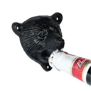 1PC Metal Cast Iron Wall Mount Grizzly Bear Head Beer Soda Cap Bottle Opener Openers Hanger Pub Lodge Tool