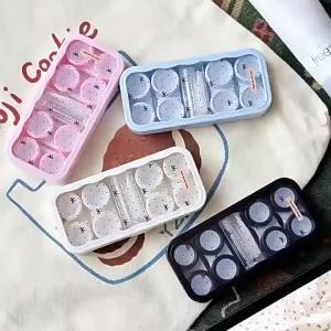 Cute Cartoon Pattern Contact Lens Case Portable Compact with Mirror for Colored Lenses Girls Daily Carry
