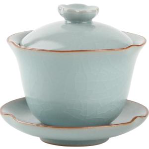 San Qing Tang Ceramic Puer Tea Cover Bowl Cup Jingdezhen Ceramics Gongfu Tea Set Three Elements Cup Bowl Traditional Chinese Tea Brewing Utensils