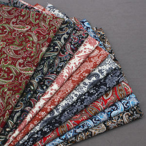 เสื้อผ้าผ้าปอปลินแบบผ้าฝ้าย100% พิมพ์ลายเม็ดมะม่วงหิมพานต์ชาติพันธุ์วัสดุผ้าทำด้วยมือ DIY ดอกไม้