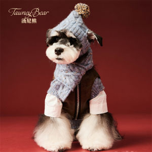 Tony Bear Dog Accessories Pet Ears out Winter Scarf Hat Warm Snariffer Teddy Pomeranian Shiba Inu Long Scarf Pet Clothes