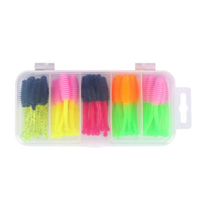 WEIHE 30pcs Soft Fishing Lure Kit 1.2g 5cm 3 Colors Artificial Soft Lure Combo PVC Soft Worm Lure Double Color Forked Tail