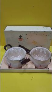 Bộ Quánh và Nồi men nội địa Nhật size 17cm cao 9cm (mã 1122) (Chưa sử dụng) Dùng được bếp từ