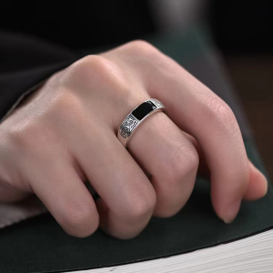 C.three Vintage Dragon Pattern Ring Trendy Ins Personalized Open Ring Fashion Simple Men Ring