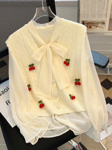 Spring 2025 Women's Chiffon Shirt & Korean Style V-neck Vest