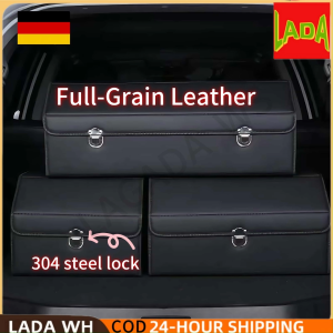 [E0 Grade] Car Trunk Storage Box - Foldable Large-Capacity/Wear-Resistant Leather/Dirt-Resistant | Universal Fit | Full-Grain Leather | 0%Formaldehyde