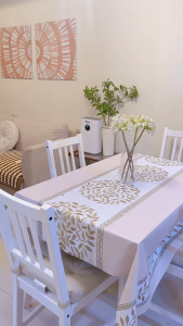 Floral leaves Tablecloth Mantel | Waterproof / Washable Table Cover | Elegant Home Dining Decor