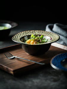 New 2025 Ceramic Hat Bowl Western Dinner Plate Pure Color Japanese Style Dining Utensils Glazed under Color Dessert Bowl