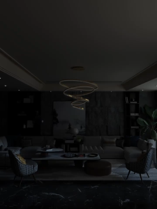 CHNT Modern 5 Rings LED Dimmable Chandelie For Villa High Floor Living Room Staircase Lobby Foyer Entryway Pendant Light