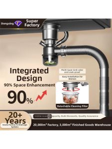 Single Bowl Double Overflow Stainless Steel Kitchen Sink Drain Set
