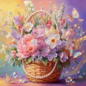 Huacan New Arrivals 2025 Diamond Painting Flower Basket Diamond Mosaic Complete Kit Home Decoration