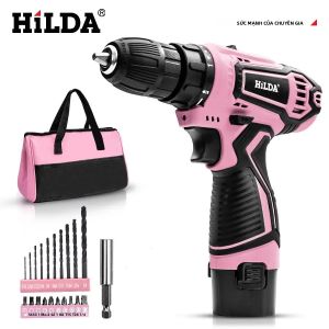 Máy Khoan Điện Không Dây HILDA 12V Mini Không Dây Sử Dụng Pin Lithium-Ion DC Động Cơ Không Chổi Than Dùng Cho Việc Khoan Tại Nhà Tự Làm Trên Thép/gỗ/gốm