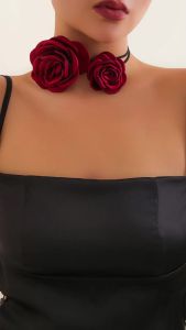 PuRui Nữ Thanh Lịch Hoa Hồng Hoa Vòng Cổ Màu Đen/Đỏ Trắng Dây Choker Trang Sức Thời Trang Quà Tặng Cho Nữ Hợp Thời Trang Đảng Phụ Kiện