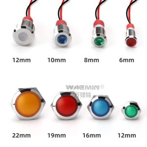 Metal LED Indicator Light Power Signal Lamp with Wire Waterproof Single Double Three Color 6/8/10/12/16/19/22mm Electronic Components Market