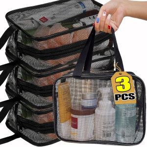 【Perfect Sunfeel】3PCS Mesh Shower Caddy Tote Bag Travel Makeup Storage Pocket Portable Bath Mesh Bag Large Capacity Toiletry Organizer Cosmetic Pouch