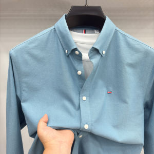 Áo Sơ Mi Nam Dài Tay Cotton Nguyên Chất Mùa Xuân Thu Thường Ngày Không Cần Ủi Thoáng Khí Màu Trơn Công Sở Quần Áo Bảo Hộ Lao Động