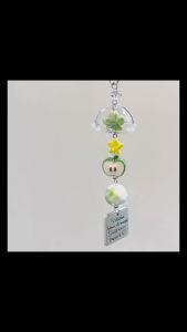 Kawaii Transparent Wind Chime Pendant Keyring Cute Mobile Phone Lanyard Bag Decor Car Keychain Home Decorative Accessory