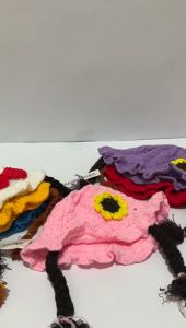 topi kupluk kepang sulam bunga matahari topi bayi perempuan model korea umur 0-3 tahun - Bahan Rajut Lembut, Model Kupluk Kepang (TERBARU)