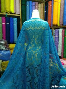 Promo!!!!Kain Original Semi Sainloren Perpanel 2.50 meter/Brukat Sainloren Korea metallic silver/kain Halus dan lembut