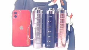 Pill Organizer - Stackable Waterproof Travel Aluminum Alloy Pill Case Container BPA Free 7-Day Daily Medicine Organizer for Vitamins - Easy Carry