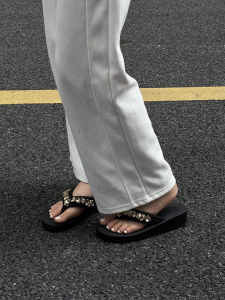 XMISTUO | Elevating Anti-Slip Beach Holiday Rhinestone Thick Sole Flip Flop