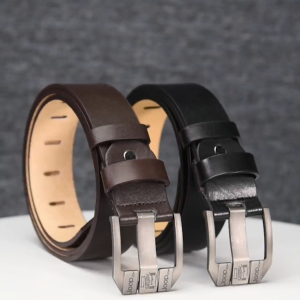 【Buy one get one watch】Men Belt Classic Style Metal Buckle Leather Belt