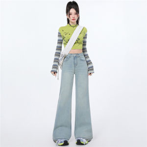 Loose Fit Womens Casual Jeans Y2K Denim Pants Relaxed Wide Leg Flare Bootcut Stretch Comfort High Waist Soft Material Jeans