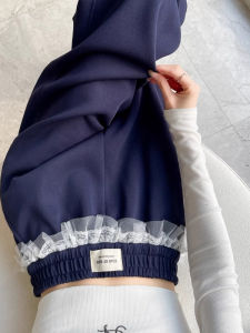 WANGGONGZHU | Ballet-Inspired Patchwork Straight Leg Sporty Casual Pants Womens Spring Autumn High Waist Wide Leg Loose Fit Comfortable