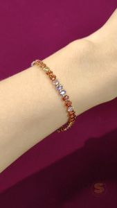 Sis Love Jewel Stainless Steel 18K Gold Plated Colorful Cubic Zirconia Bracelet Rantai Tangan Women Fashion Jewellery B044