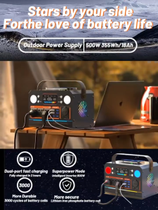 Power Station 220V 500W Power Station 3550000mAh Portable Big Capacity With Light Solar Energy