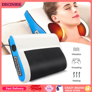 DECINIEE Massage Pillow Neck Massager Infrared Heating Electric Back Body Shiatsu Device Head Cervical Shoulder Kneading Health Relaxatio