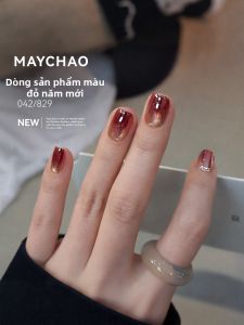 MAYCHAO | Gel Móng Cat Eye Meichao Đỏ Lựu Đá Sáng Trong Suốt Bóng
