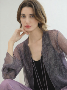 COCOBELLA | Shimmer Knit Open Cardigan Sleeve Flare Hollow Out