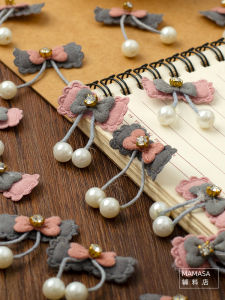 หัวใจรูปผีเสื้อตกแต่งด้วยไข่มุกกว้าง 3.2 ซม. อุปกรณ์งานฝีมือ DIY สำหรับตกแต่งบ้าน ปมไข่มุกประดับเพชร