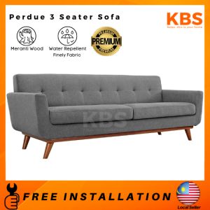 KBS Tiana Sofa/Solid Meranti Wood Leg/Beige/Dark Grey/Light Brown/Full Fabric Sofa/3 2 1 Seater Sofa or Stool (FREE Installation+Shipping)