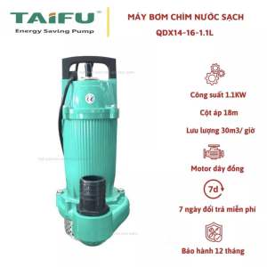 Máy bơm chìmbơm tõm 1.1Kw (1.5HP) cổ 50 Thân nhôm sơn tĩnh điện không ngâm dầu TAIFU QDX14-16-1.1L - Bảo hành 1 năm
