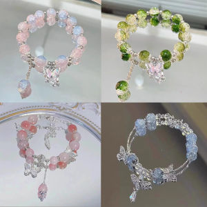 New Chinese Style Butterfly Pattern Glass Beads Bracelet for Women Student Party Couple Fashion Jewelry Fresh out Brand