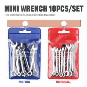 Pro 10Pcs Mini Combination Wrench Set Metric/Imperial Optional - 45# Steel Construction Dual Head Open End Design for Repair