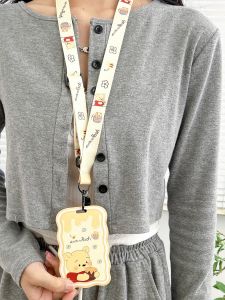 Long Neck Lanyard Polyester Mobile Phone Strap Children Students ID Card Holder School Meal Card Campus Card Cartoon Name Tag Chain