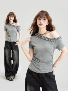 Áo Thun Dáng Ôm Vai Trễ Tay Ngắn Thời Trang