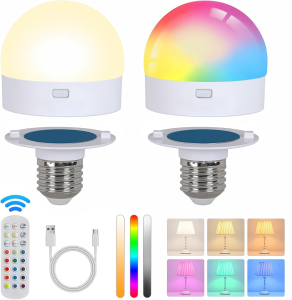 RGBCW Battery Powered Bulbs Detachable E27 Base Magnetic USB Fast Charging Timer 5W Rechargeable LED Lights Emergency Bulbs
